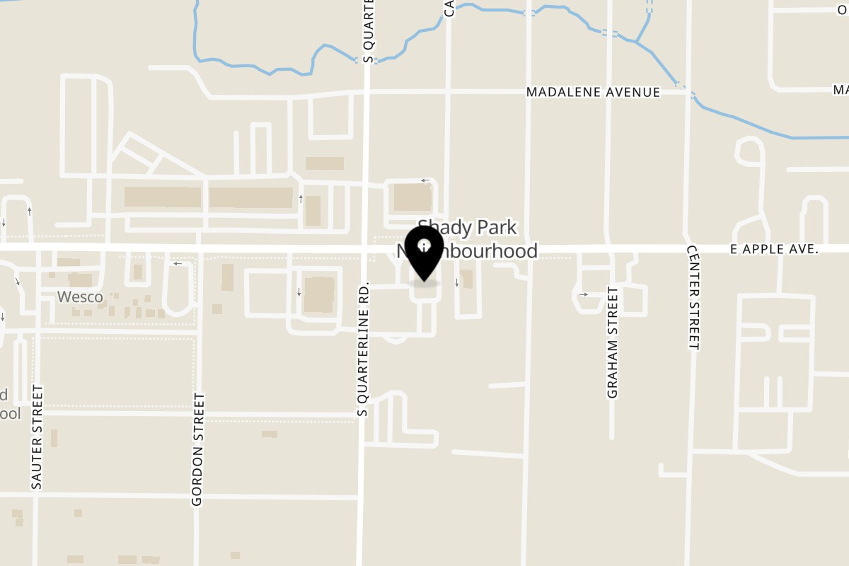Map showing the location of The Pita Place on 2039 E Apple Ave in Muskegon